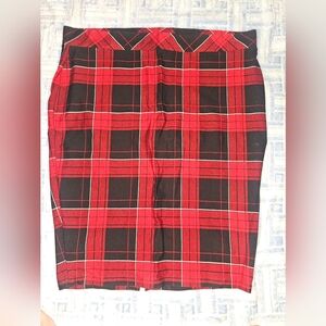 Torrid Red and Black Plaid Pencil Skirt